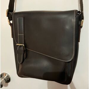 Masa Kawa Leather Messenger Bag Small Crossbody Shoulder Bag for Men Women Flap